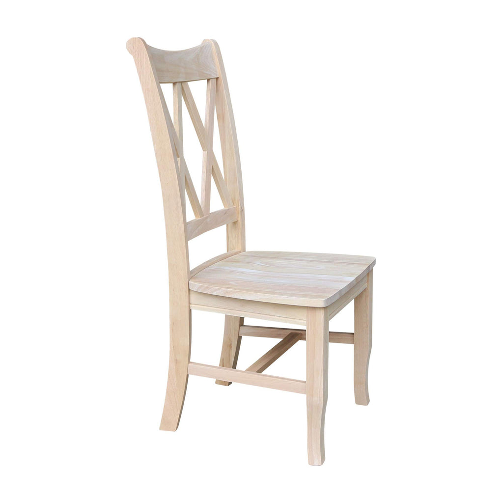Set of 2 Double X-Back, Armless, Real Wood, Kitchen/Dining/Accent, 19.9"W x 22"D x 41.3"H, 225 Lbs Wt. Capacity