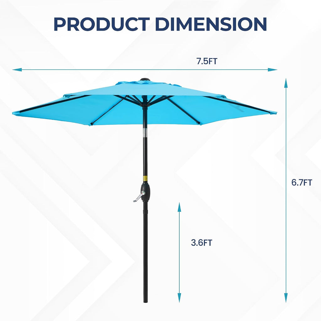 Outdoor Patio Umbrella, 7.5' Patio Umbrella, Market Umbrella, Large Outdoor Umbrella