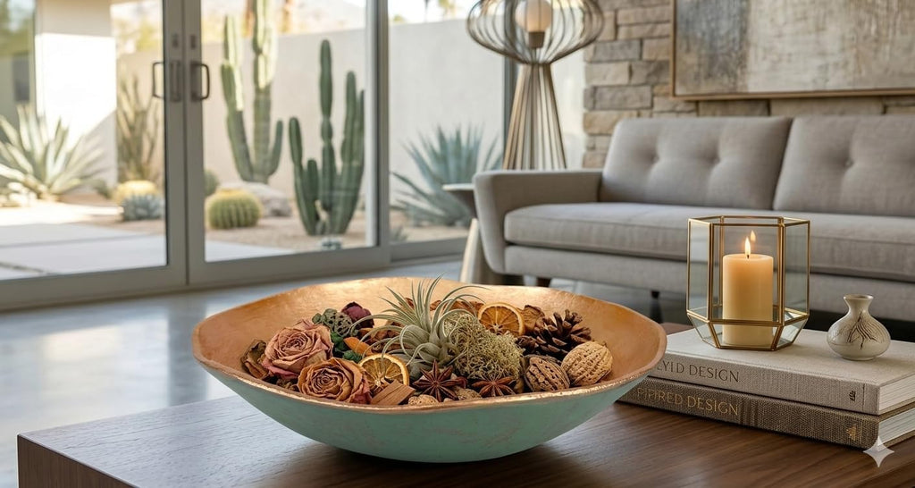 Cast Metal Extra Large Turquoise Copper Finish Round Decorative Bowl 14 inch