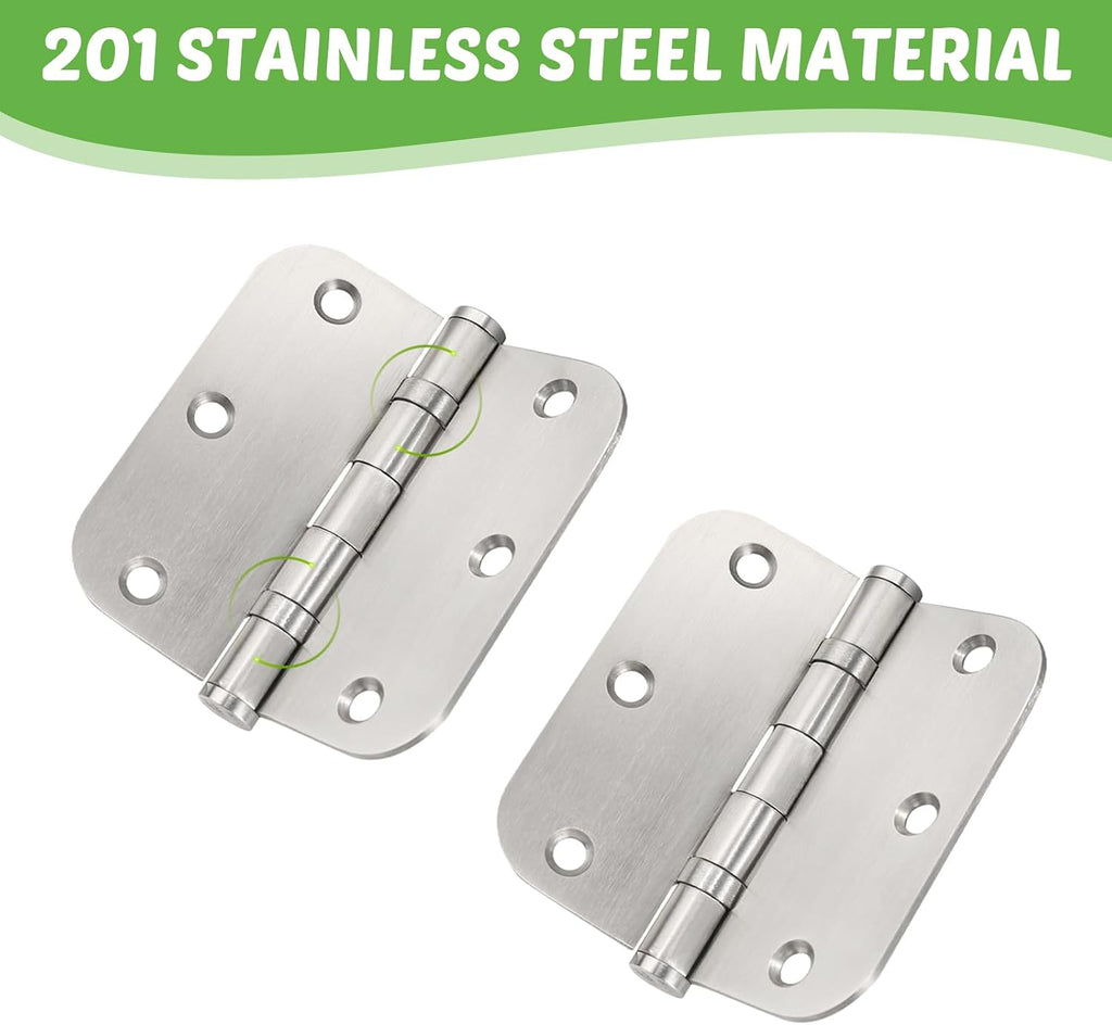 Ball Bearing Door Hinges 3.5'' Stainless Steel Door Hinges 3.5''X 3.5'' Residential Doors Hardware with 5/8" Radius