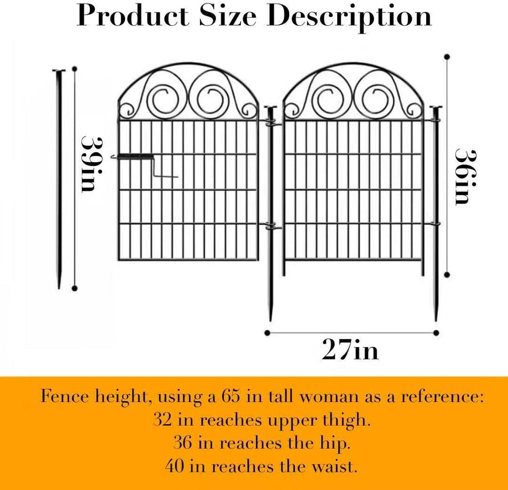 Tall Garden Animal Barrier Fence with Gate, 36 in(H)×30.6 Ft(L) 14 Panels Dog Digging Fence Barrier, Black Heavy Duty