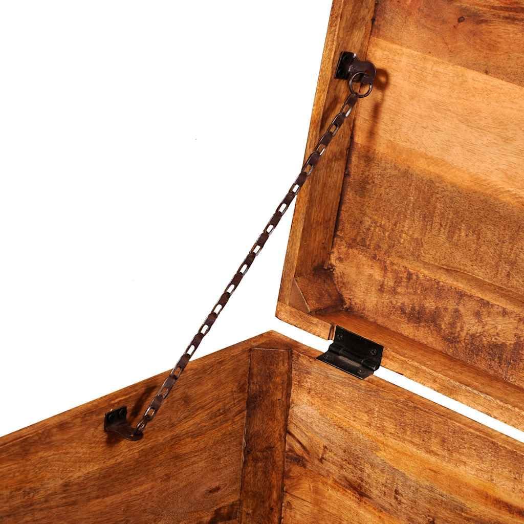 Handmade Cubic Storage Chest, Solid Rough Mango Wood Decorative Trunk, Vintage Style Organizer Bin , 18 x 18 x 18