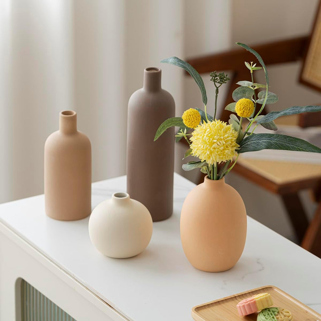 Modern Ceramic Vase Set, Neutral Colors, Decorative Vases
