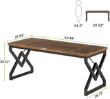 63-inch Executive Desk, Large Office Computer Desk with Extra Thick Wooden Tabletop and Metal Frame