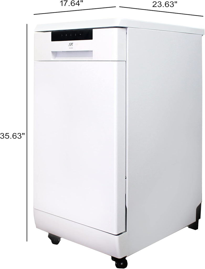 SD-9263WA 18″ Wide Portable Dishwasher with, 6 Wash Programs, 8 Place Settings and Stainless Steel Tub - White