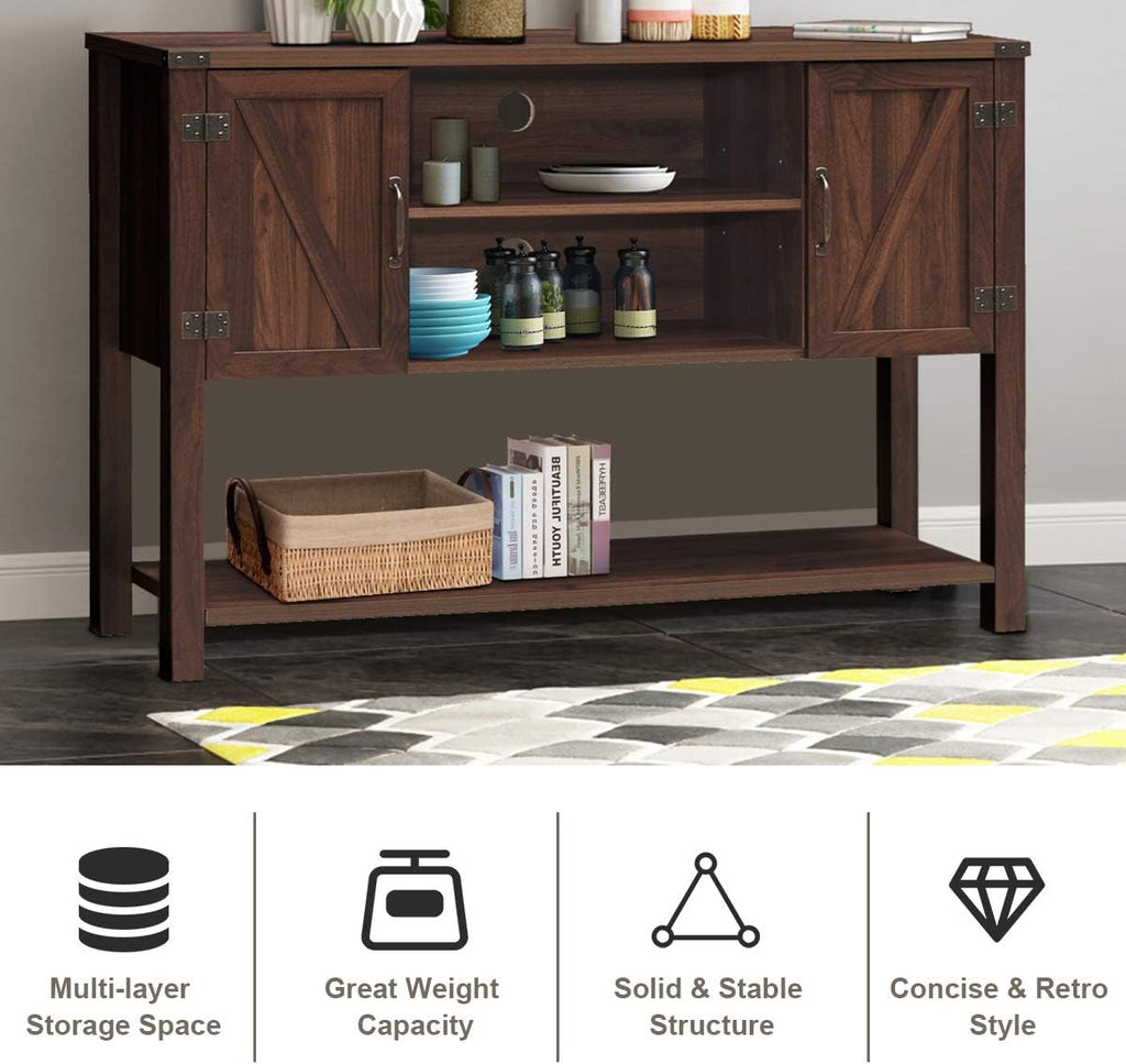 Console Table Buffet Table, Modern Sideboard with Storage Cabinets and Bottom Shelf