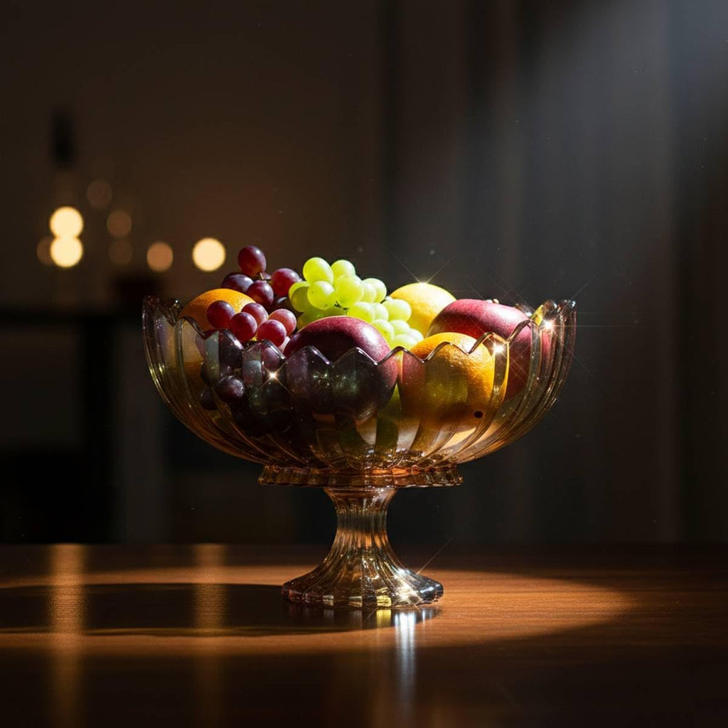 Crystal Glass Pedestal Footed Fruit Bowl Decorative Table Centerpiece