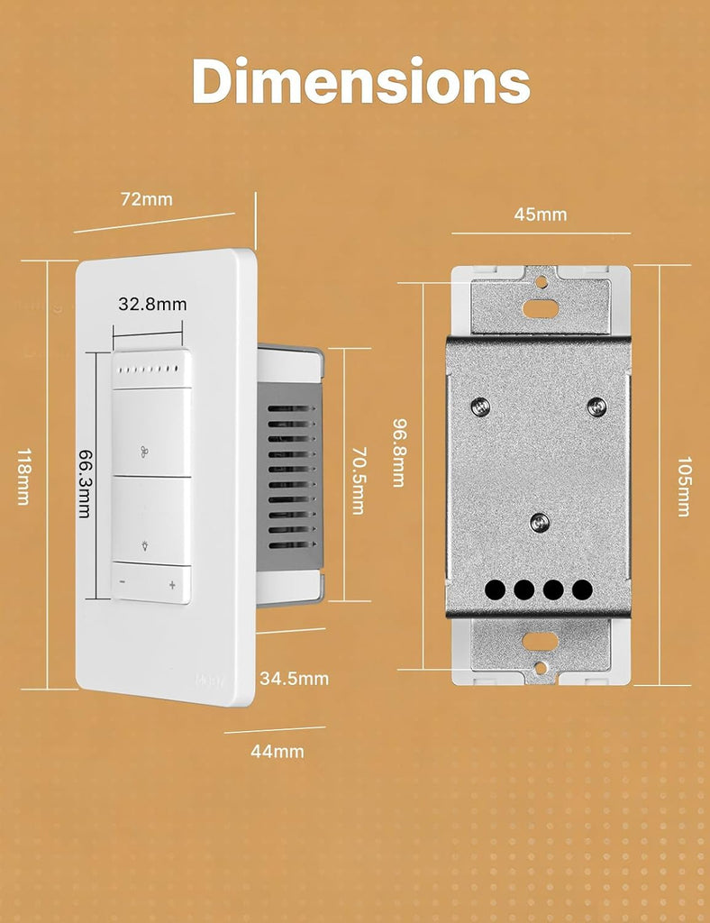Star Ring Smart Ceiling Fan Control and Dimmer Light Switch, 2.4GHz WiFi Smart Switch, 4-Speed & 1-100% Dimmable