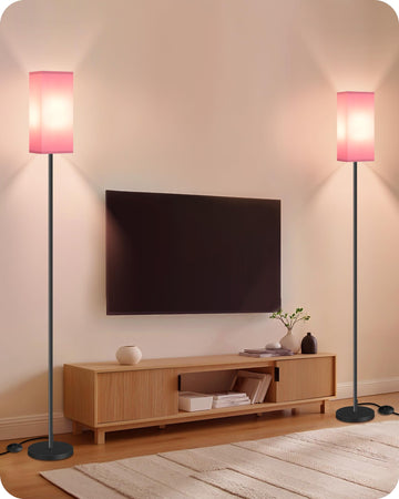 2 Pack Floor Lamp, Pole Lamp with Foot Switch, Modern Standing Lampshade, Minimalist Freestanding Lamp (Bulb Not