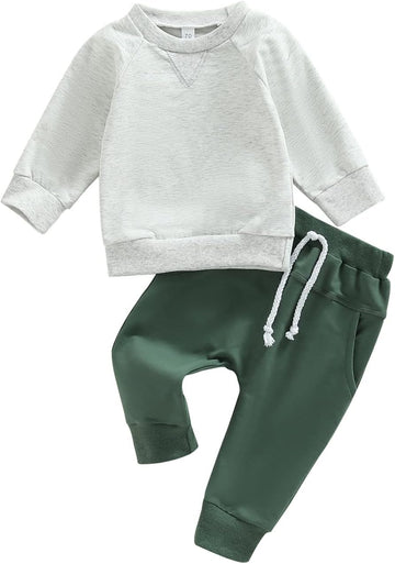 Toddler Baby Boy Fall Outfit Crewneck Long Sleeve Sweatshirt Tops Elastic Pants Jogger Cute Newborn Clolthes Set
