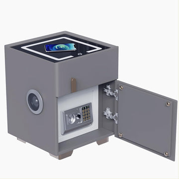 Smart Nightstand with Drawers and Safe,Nightstand with Wireless Charging, Modern Bedside Table with Strongbox, USB