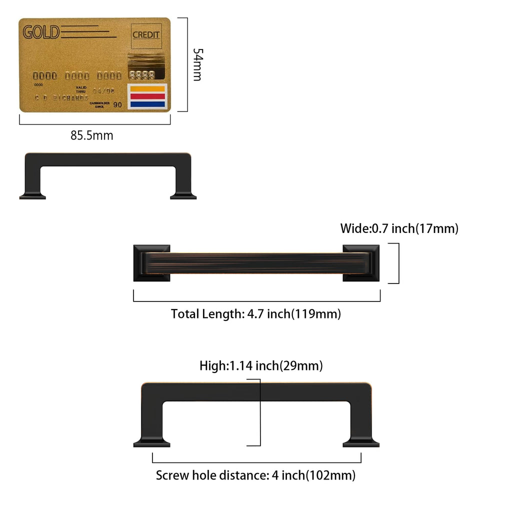 10 Pack Oil Rubbed Bronze Cabinet Pulls 4 Inch Hole Centers Kitchen Cabinet Handles Cabinet Hardware Kitchen Handles