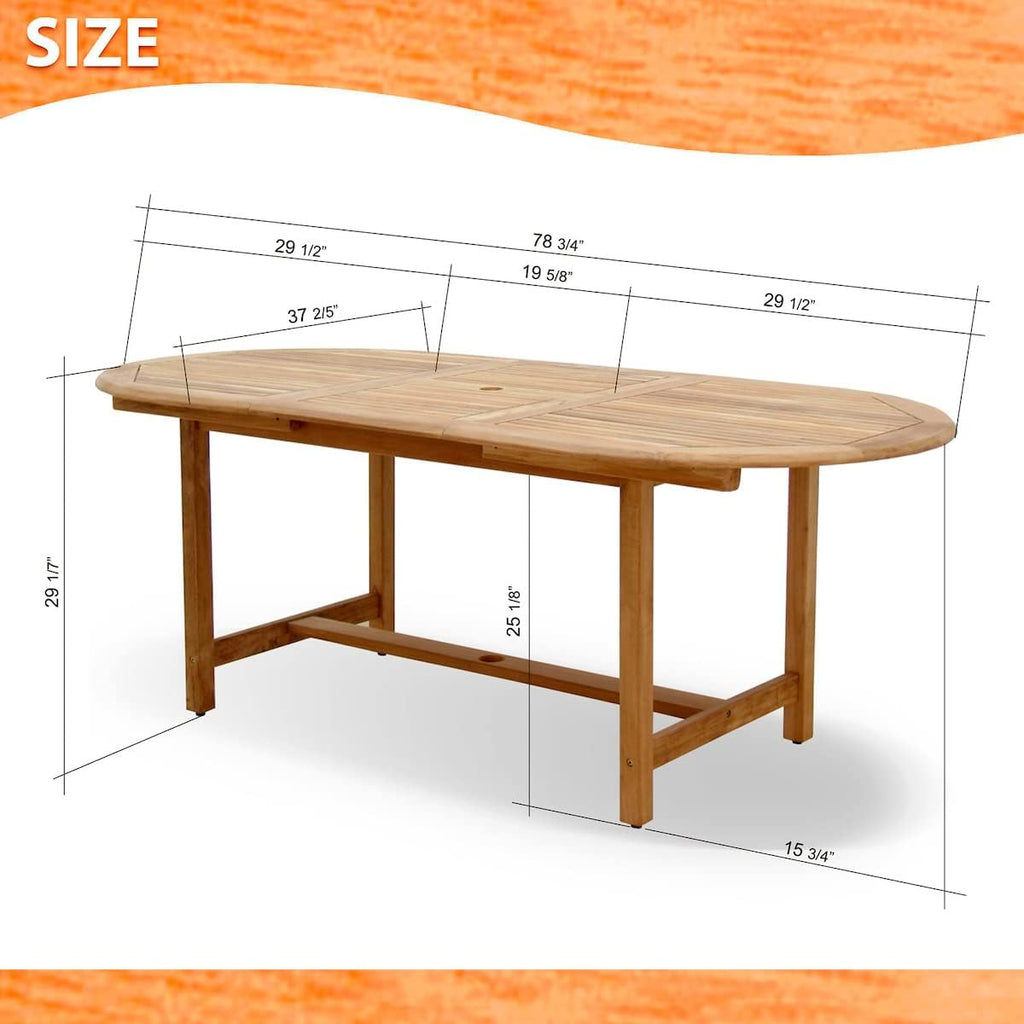 Extendable Oval Boynton Patio Dining Set, 7 Piece, Brown