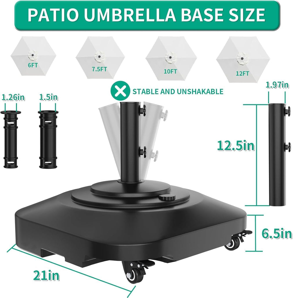 Extra Large Fillable Umbrella Base with 5 Wheels