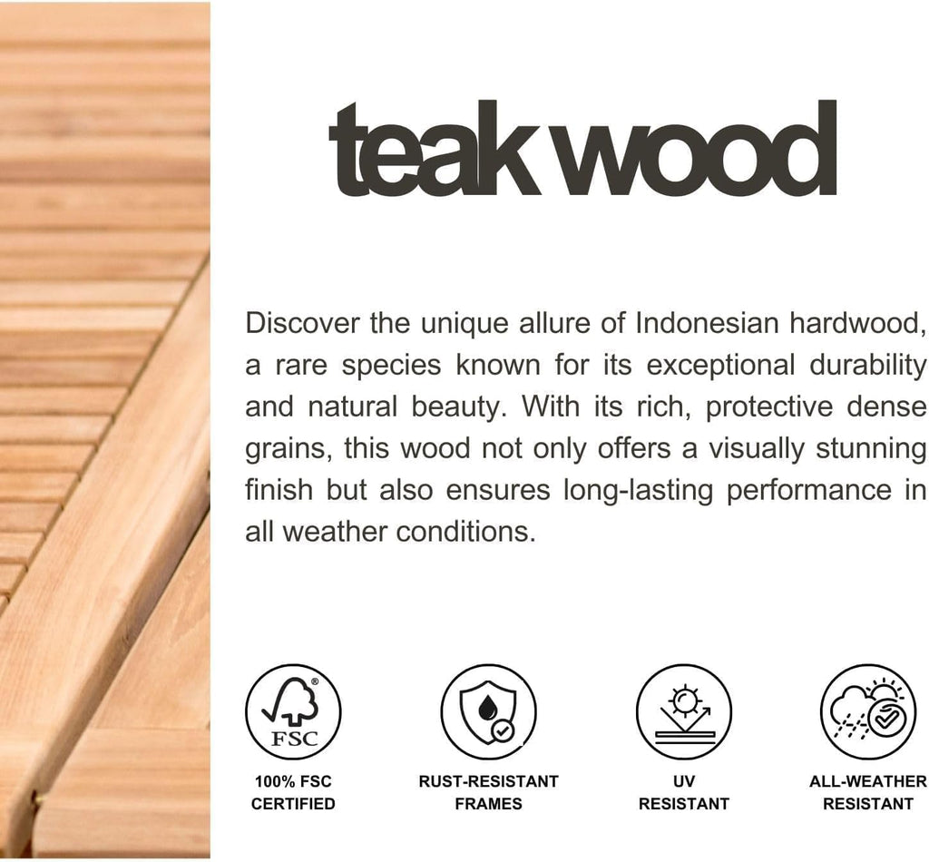 Franklin 4-Piece Aluminum Patio Dining Chairs | 100% Teak from Indonesia Armrests | Ideal for Outdoors and Indoors
