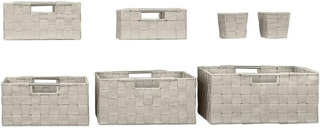 Storage Baskets for Organizing (Set of 7), Mesh Hand-Woven Design, Linen Closet Organizers and Storage, Organizer