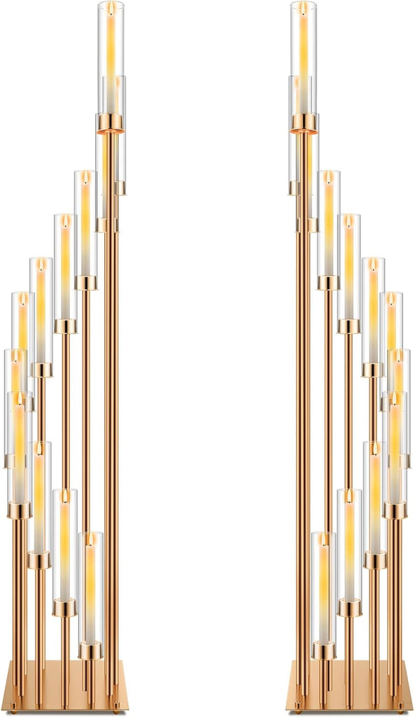 2 Pcs 12 Arm Wedding Candelabras Candle Holder 57.5 Inch Tall Cluster Centerpieces Floor Candelabra Standing with