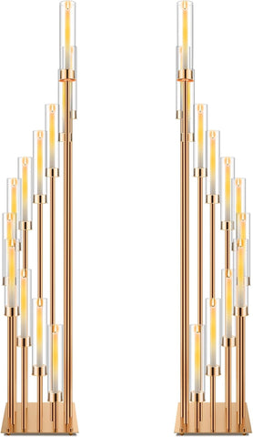 2 Pcs 12 Arm Wedding Candelabras Candle Holder 57.5 Inch Tall Cluster Centerpieces Floor Candelabra Standing with