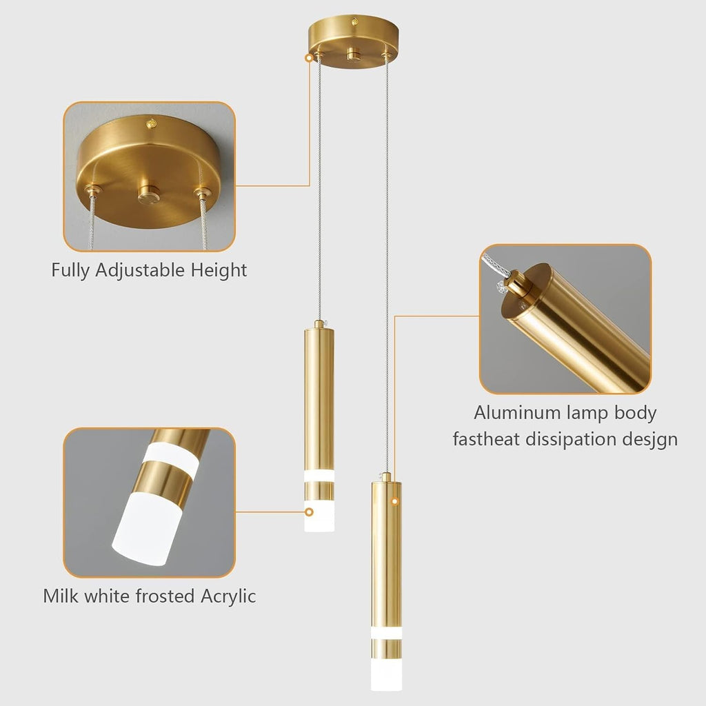 Modern Pendant Light Kitchen Fixture Dimmable LED Gold Mini Pendant Lighting fo Kitchen Island Bedroom Bedside Table