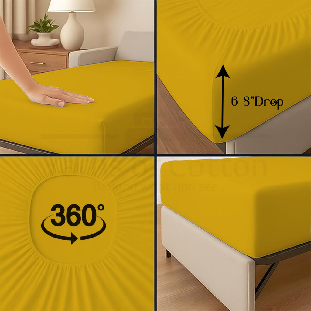 Gold Solid Full Sleeper Sofa Bed Sheets 100% Egyptian Cotton 600 TC