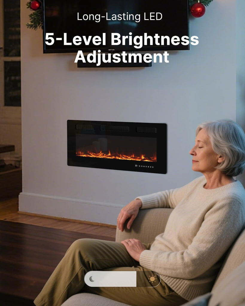 Electric Fireplace 40 Inch with 3 Remotes