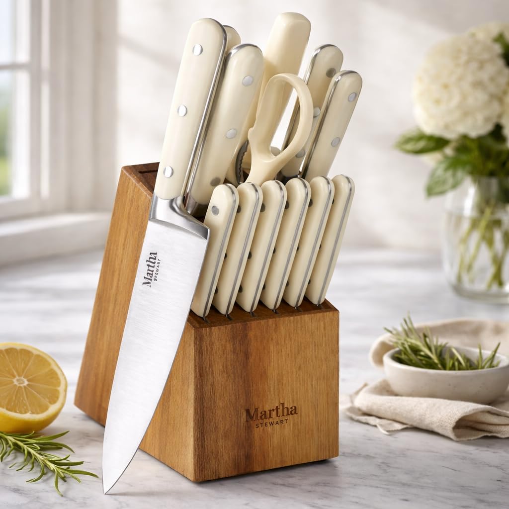 Eastwalk 14 Piece High Carbon Stainless Steel Cutlery Kitchen Knife Block Set w/ABS Triple Riveted Forged Handle