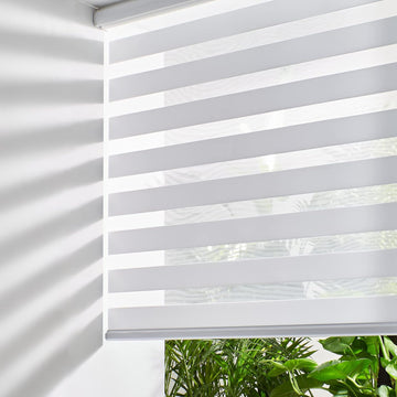 Custom Size Cordless Zebra Blinds for Windows Free-Stop Roller Windows Shades Dual Layer Light Control for Day and