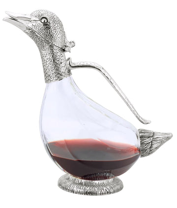 Regent Silverplated Duck Decanter 25.3 oz, 750ml Carafe, Wine Gift, Decanter for Wine, Men/Women's Good Gift on