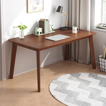 Simple Wooden Writing Desk - 55" W PC Laptop Computer Table, Walnut