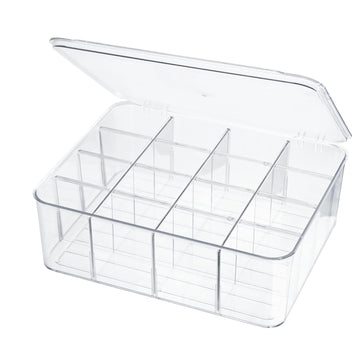 Socks Underwear Drawer Organzier Dividers, 16 Compartment Removable Divided Plastic Storage Bin with Lid, Storage