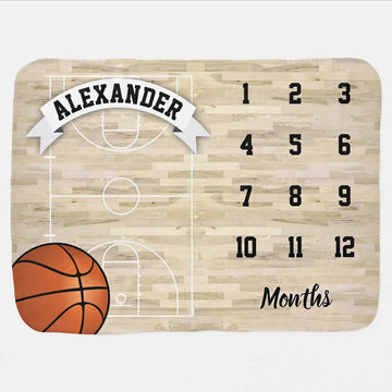 Basketball Sports Boy Mile Stone Baby Blanket, New Born Gifts, Baby Nursery