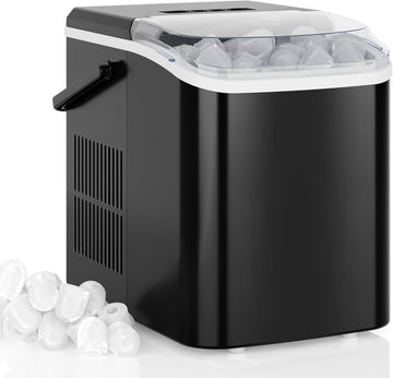 Ice Makers Countertop with Handle Ice Machine, Fast in 6 Mins, 26lbs in 24 Hours, Quiet Self-Cleaning, Compact Size