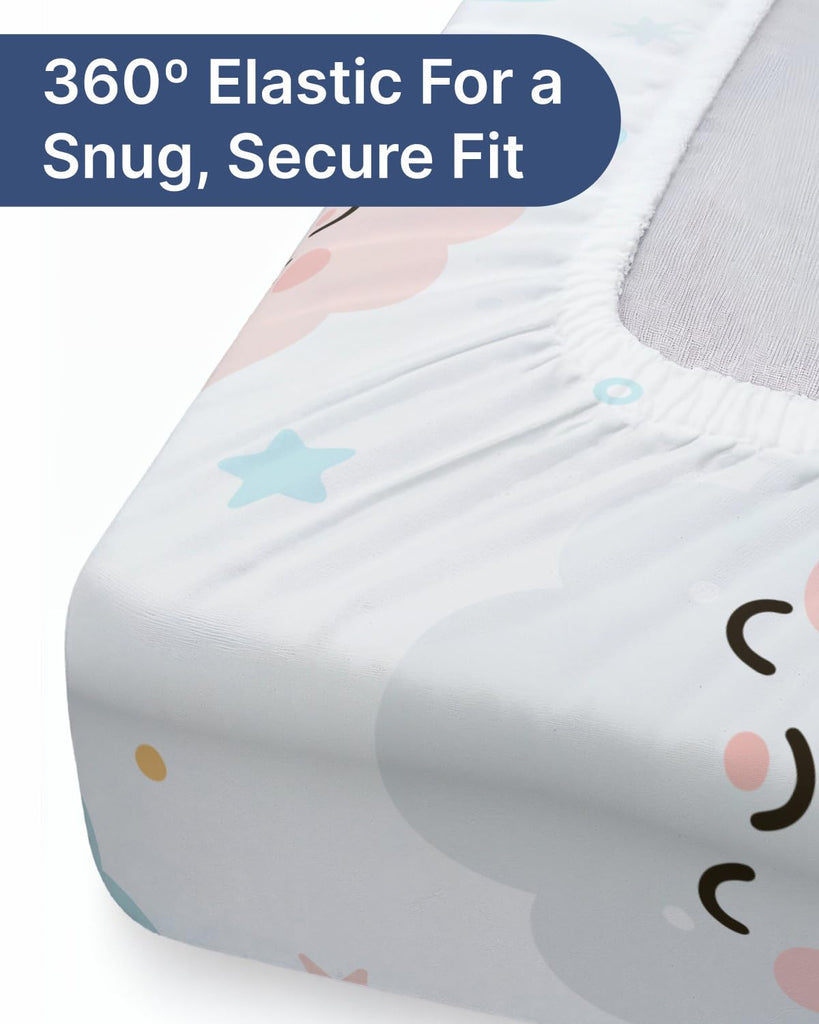 Baby Crib Sheets - Pack of 2 Fitted Sheets for Standard Crib - Happy Clouds
