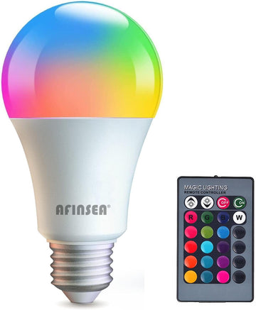 RGB Color Changing Light Bulbs,RGB LED Light Bulbs,9W Warm White 6500K,40W Equivalent,16 Color Multicolor A19 E27/E26
