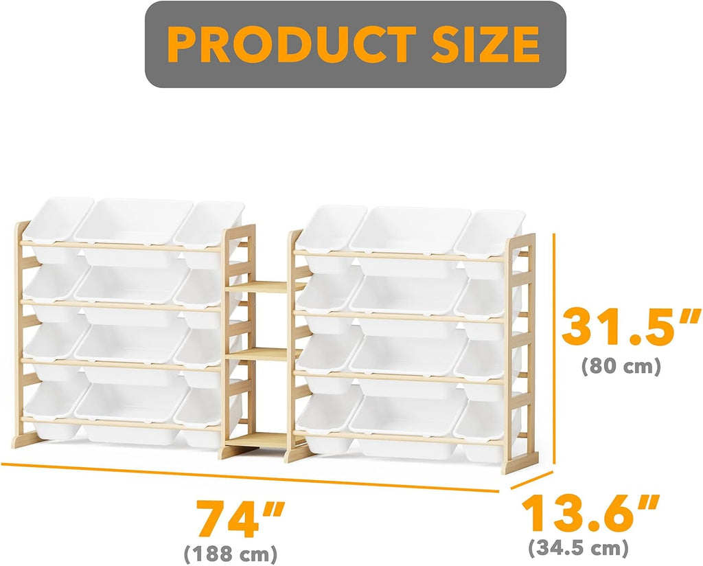 Large Toy Storage Organizer with 24 Bins and 3 Shelves, Toy Organizers Storage Bookshelf, Kids Bin Shelf Box Bookcase