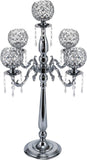 5 Arms 29.5in Tall Floor Candelabra Centerpieces Silver Crystal Candlestick Holders Crystal Chandelier Candle Holder
