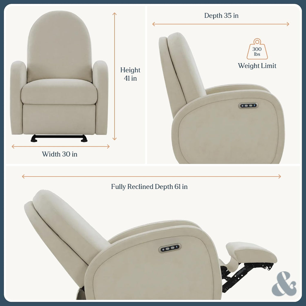 Power Glider Recliner | Contemporary Nursery Glider Chair | Adjustable Headrest & Glide | Live Smart