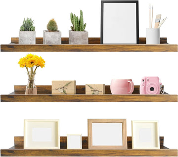 36 Inch Large Floating Shelves for Wall Set of 3, Rustic Picture Ledge Wall Shelf Kitchen Bathroom Living Room