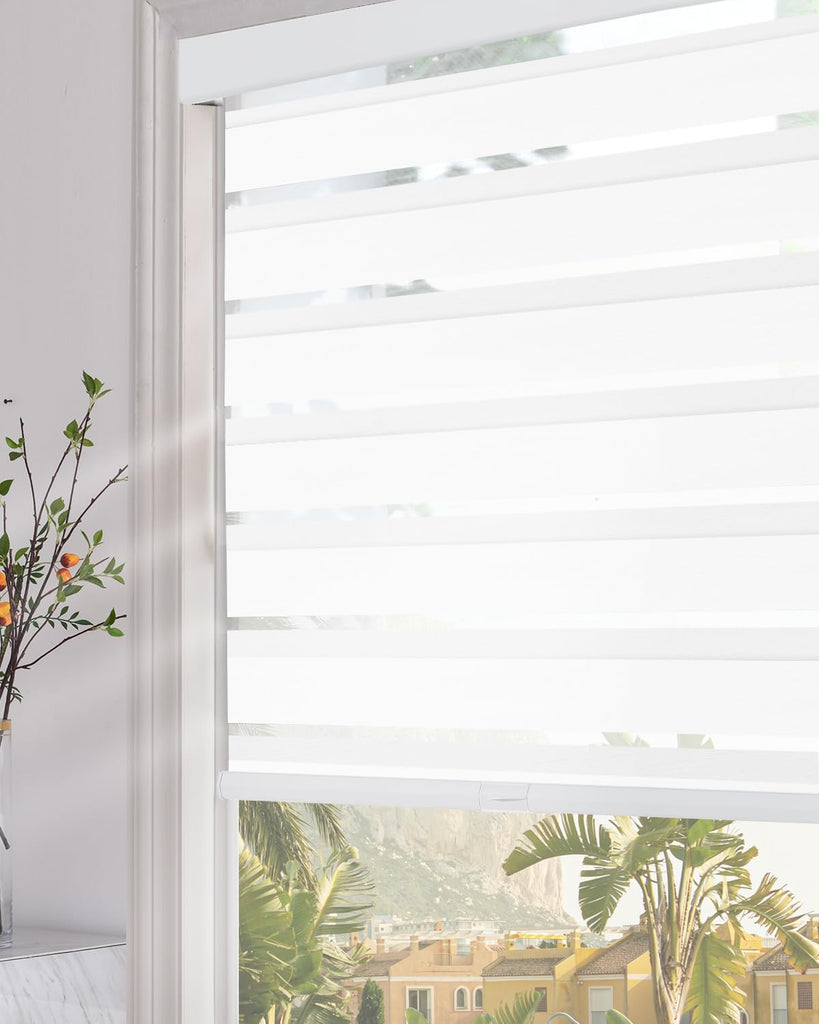 Blackout Zebra Blinds for Windows (19" W x 72" H, White) Cordless Zebra Shades Windows, Sheer Shades Thermal