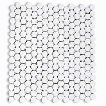 Thassos White Marble 3/4 inch Penny Round Mosaic Tile Polished Kitchen Bath Wall Floor Backsplash Shower (1 Sheet)
