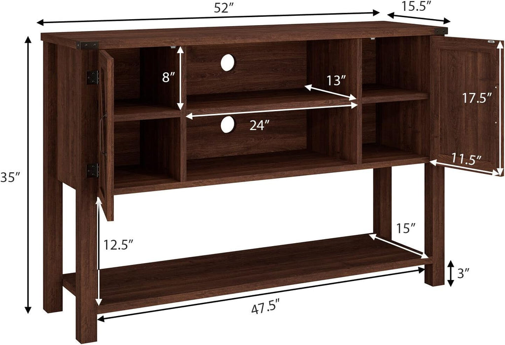 Console Table Buffet Table, Modern Sideboard with Storage Cabinets and Bottom Shelf
