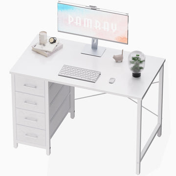 32 Inch Computer Desk with 4 Drawers Small Office Desk Bedroom Study Writing Simple Modern Computer Table White