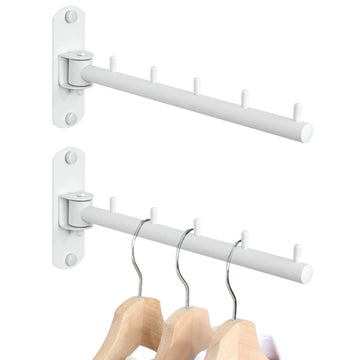 Swing Clothes Hanger Rack, Garment Racks 9.45" Long, White-2Pack