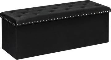 43 Inches Velvet Storage Ottoman Bench, Folding Upholstered Ottoman with Storage Living Room, 140L Capacity