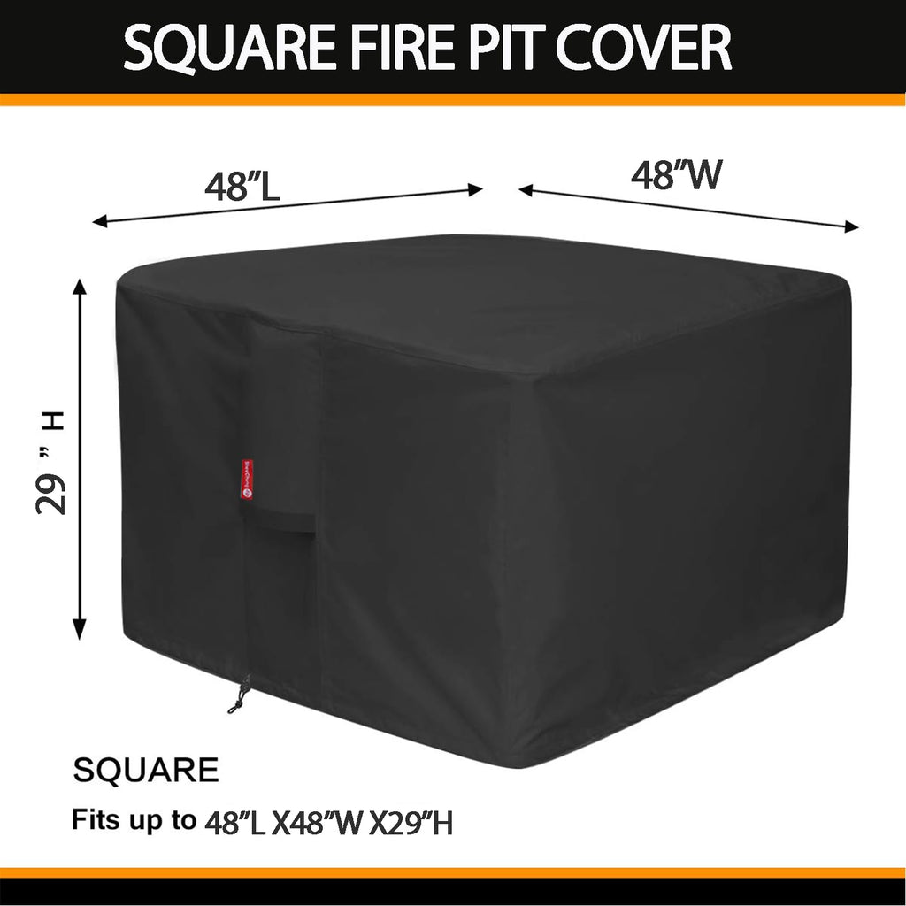 Fire Pit Cover Square 48"Lx48"Wx29"H, Waterproof 600D Polyester