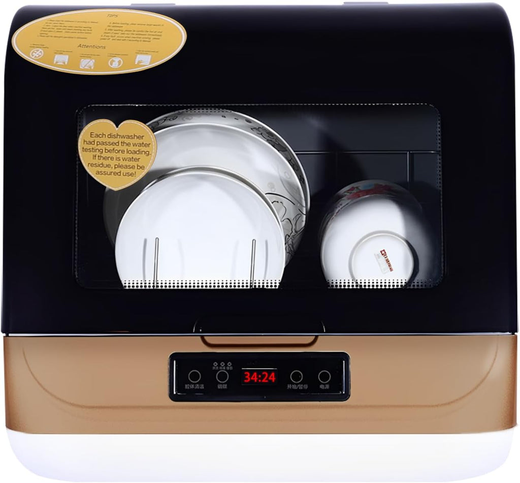 Portable Mini Countertop Dishwasher Automatic Dishwasher Air Dry Dishwasher Mini Dish Washer 7.8L/2gal Built-in Water