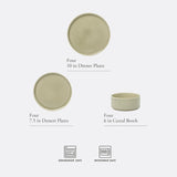 Solana Coast 12 Piece Stoneware Reactive Glaze (Service for 4) Ceramic Plates and Bowls Modern Shape Embossed