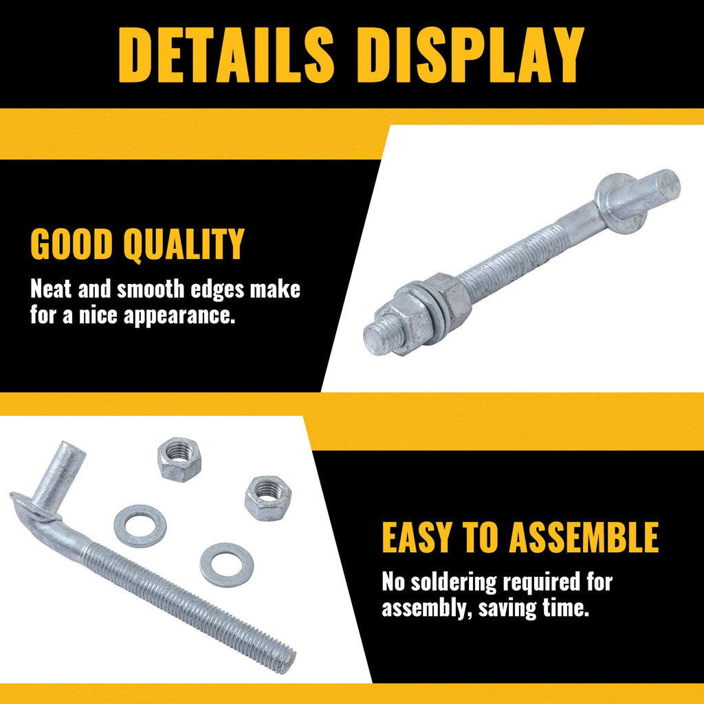 8 Inch J Bolt Gate Hinge 8-Pack, 5/8" Gate Bolt Post Hinge