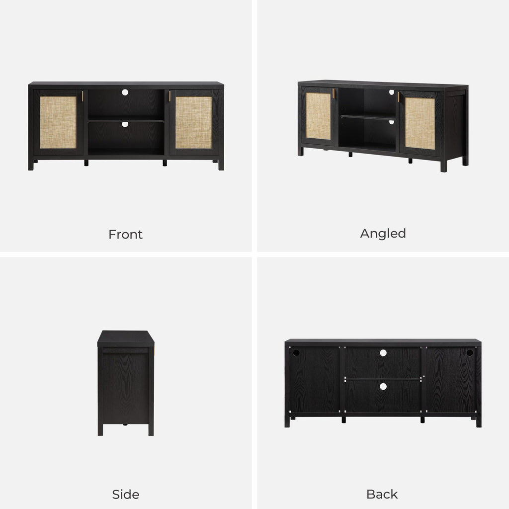Black Rattan TV Stand 59" TV Console