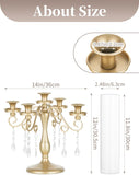 Gold Candelabra Candle Holder: 5 Arm Vintage Candelabras Wedding Centerpieces for Table - Candlestick Candle Holders